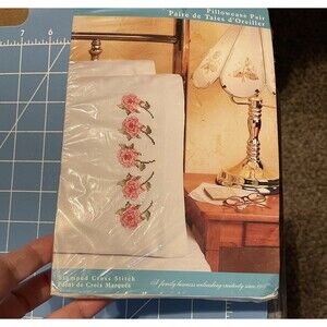 Jan Lynn Stamped Pillowcase Set Roses